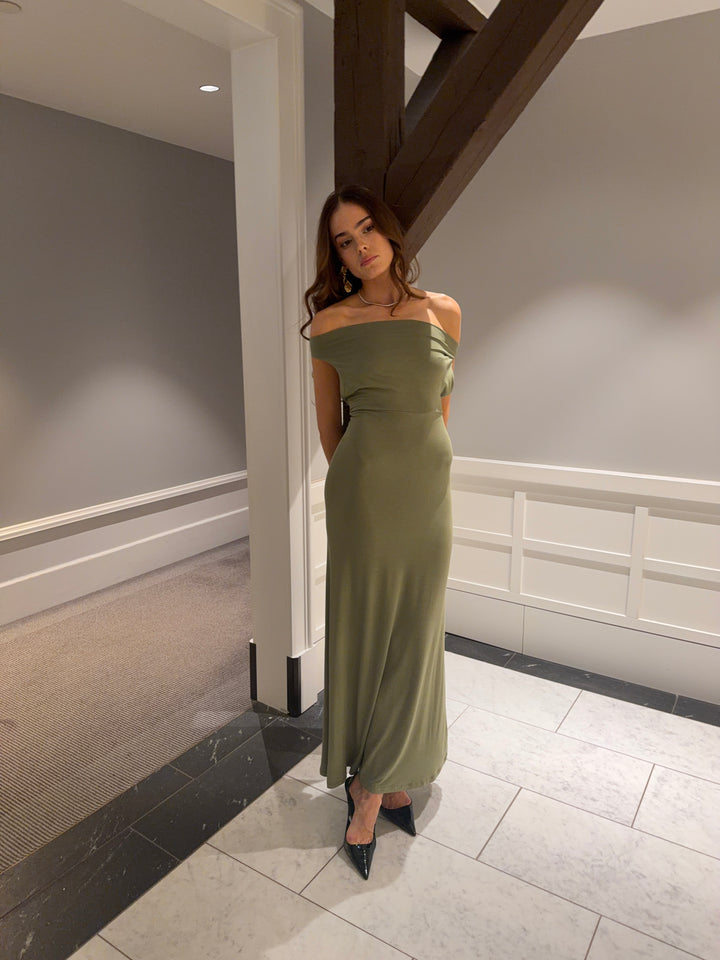 Gela åben ryg maxi kjole - Sage