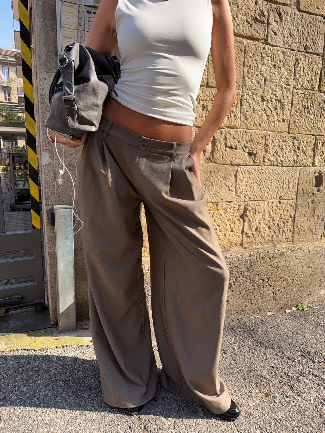 Holly løse suit pants - Brun mélange