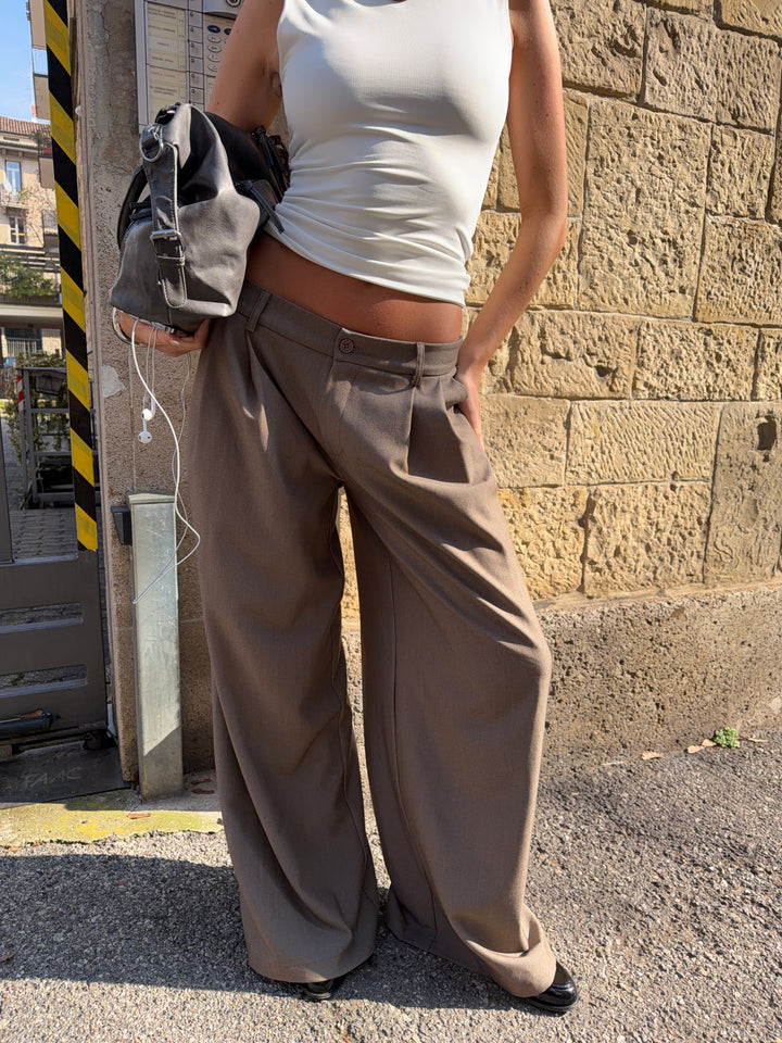 Holly løse suit pants - Brun mélange