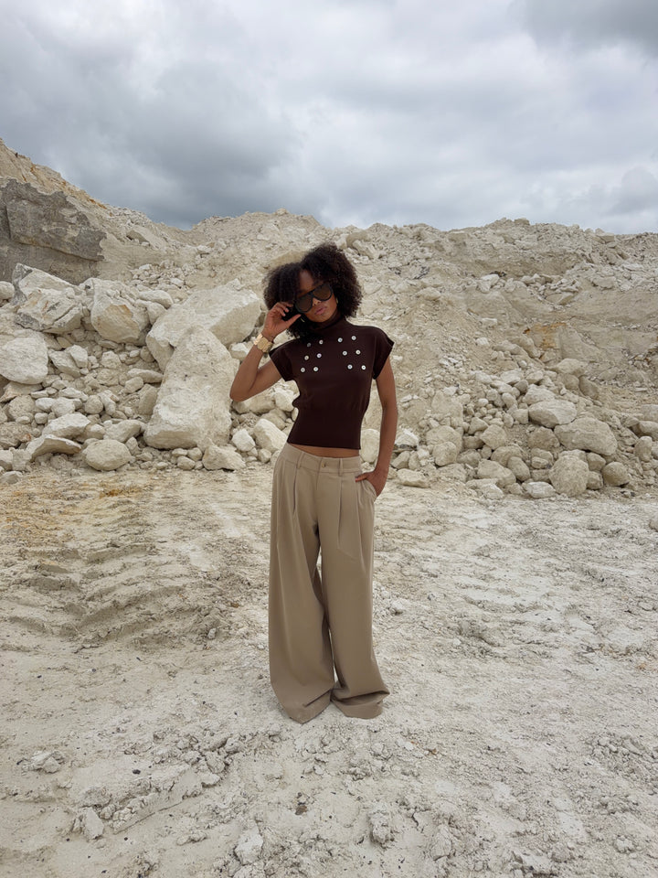 Holly løse suit pants - Beige