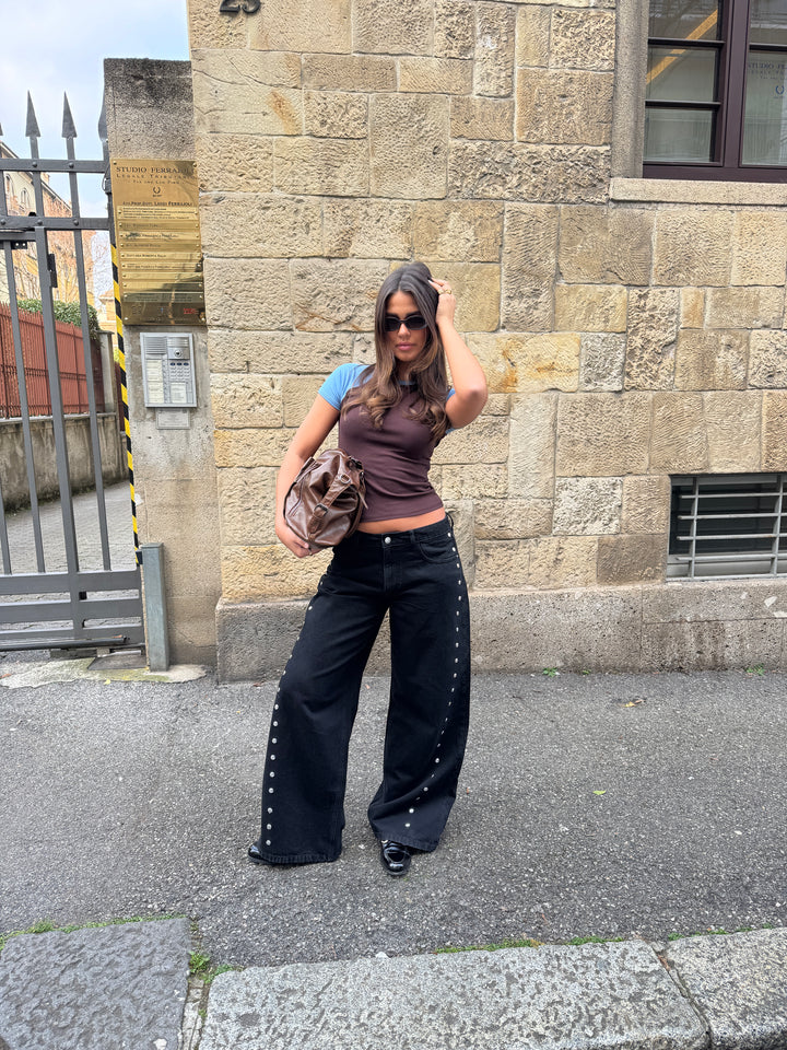 Gyda studs løse jeans - Sort