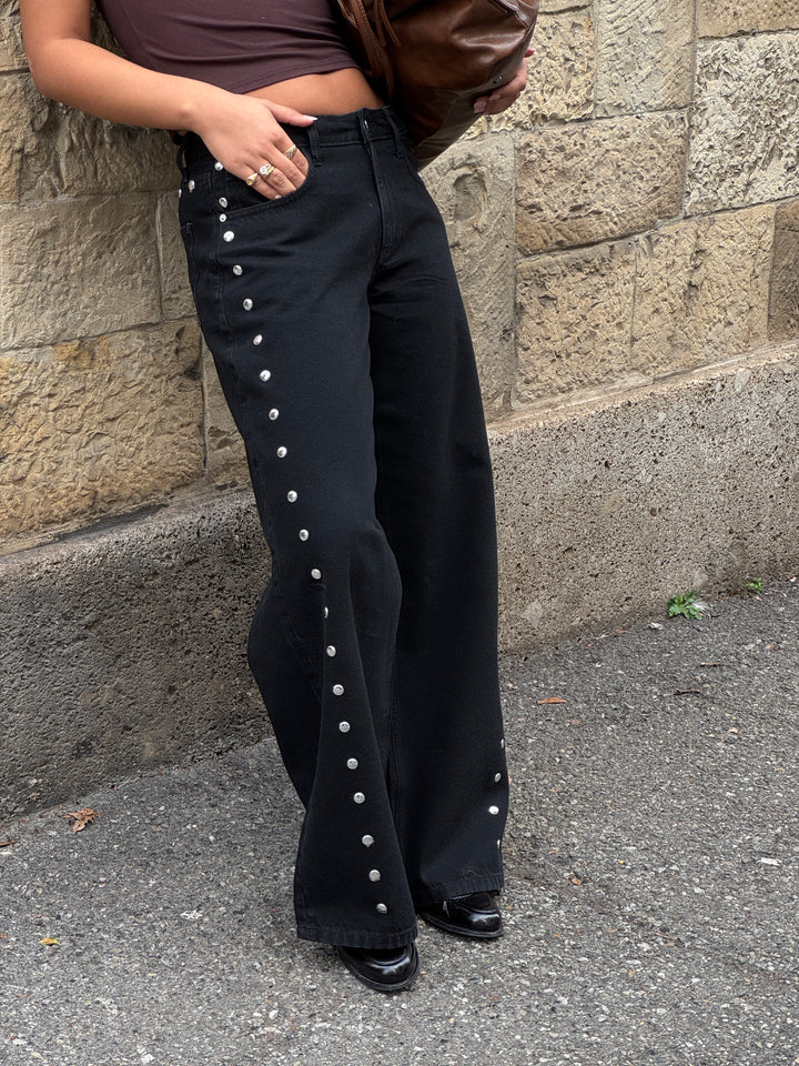 Gyda studs løse jeans - Sort