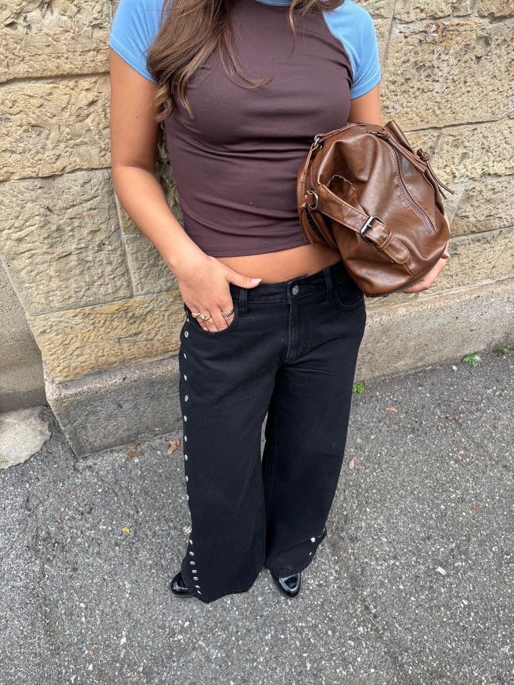 Gyda studs løse jeans - Sort
