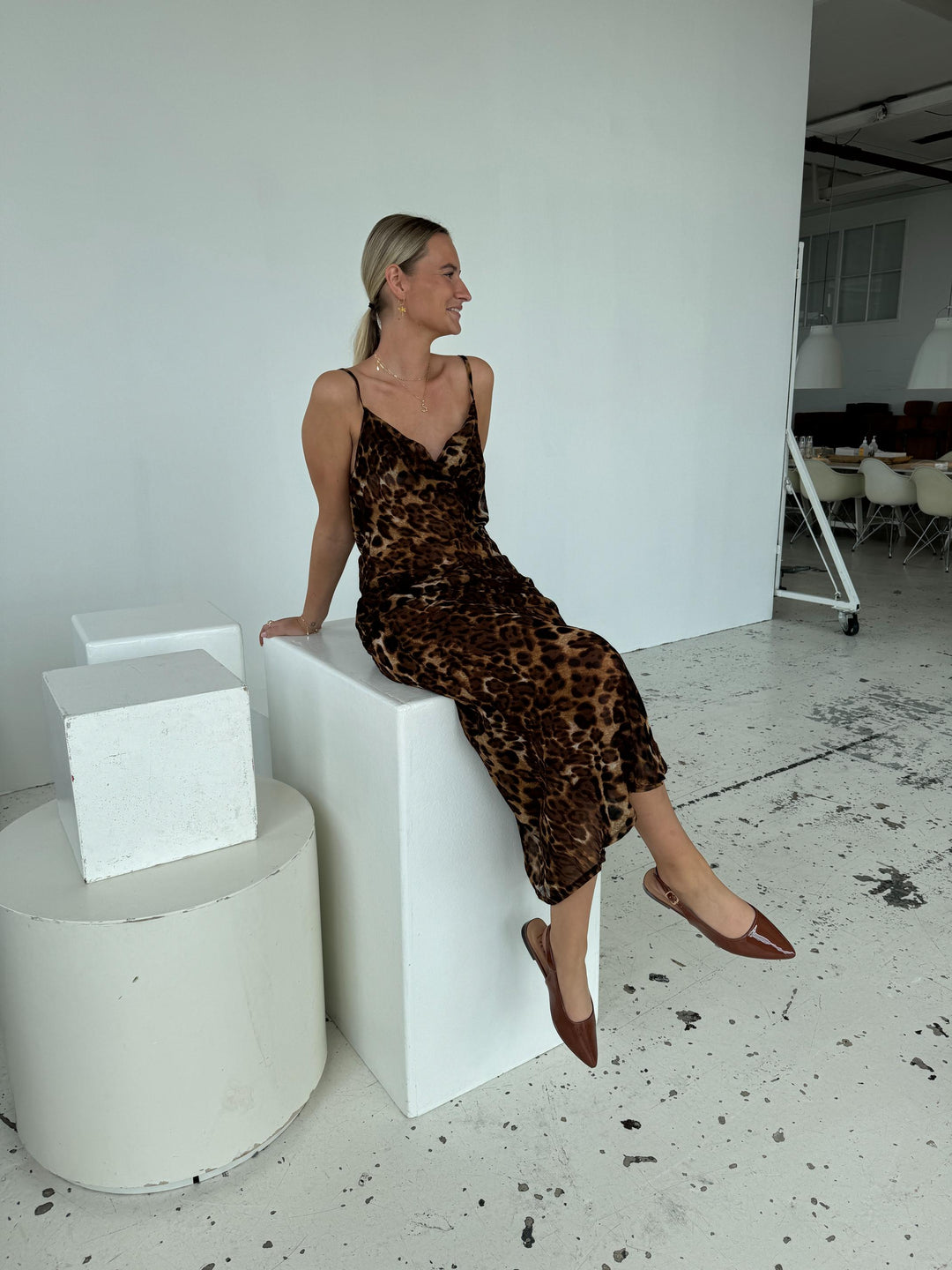 Mocca leopard maxi kjolen