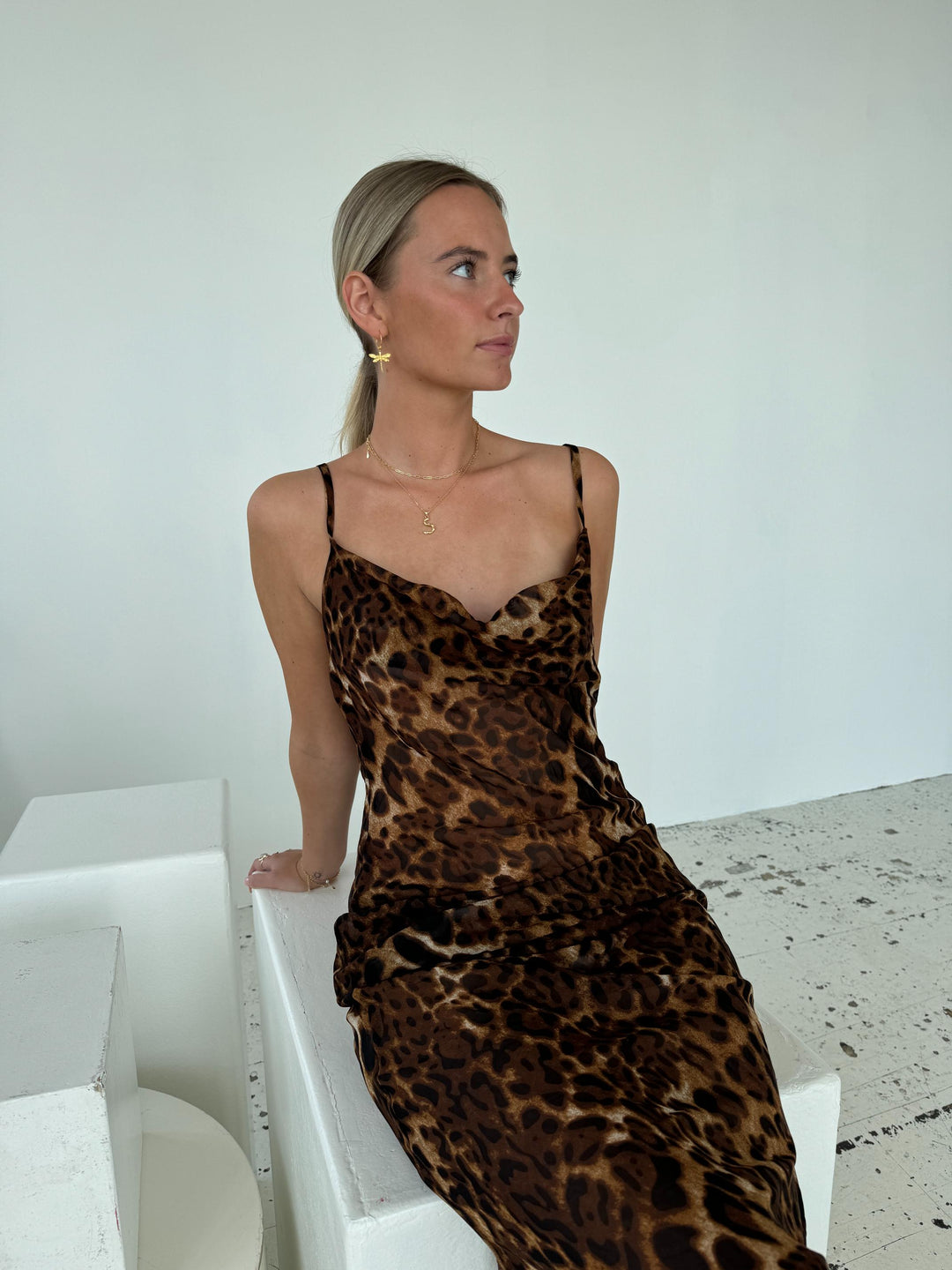 Mocca leopard maxi kjolen