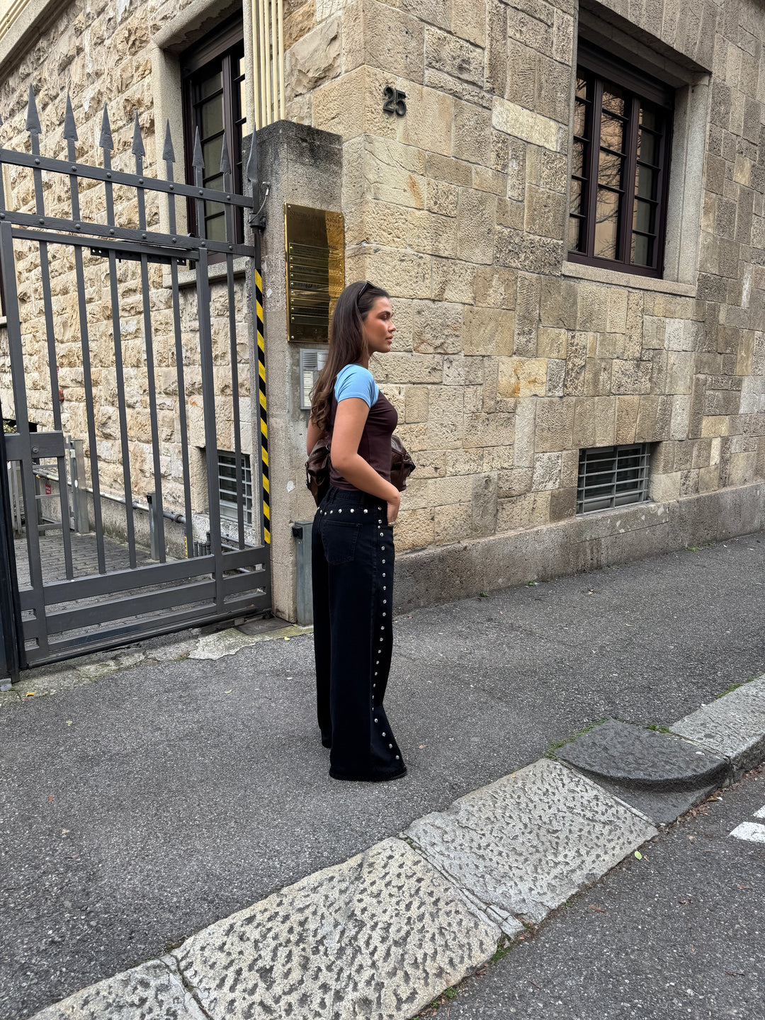 Gyda studs løse jeans - Sort