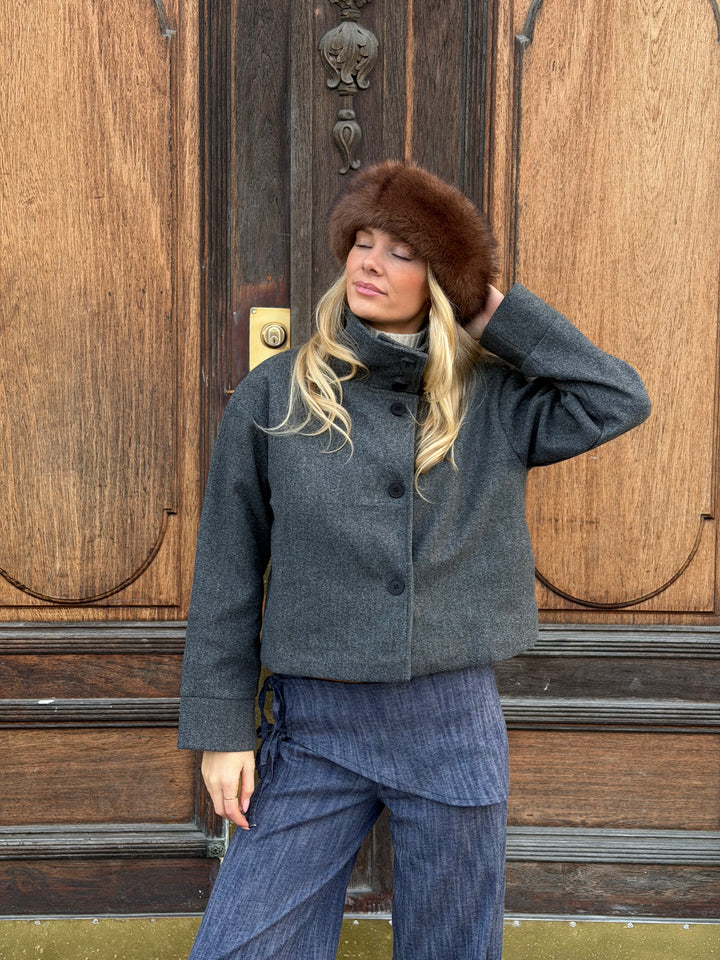 Clea high neck jakke - Mørkegrå