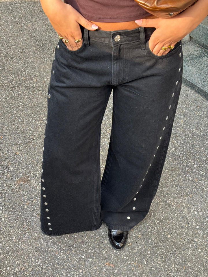 Gyda studs løse jeans - Sort