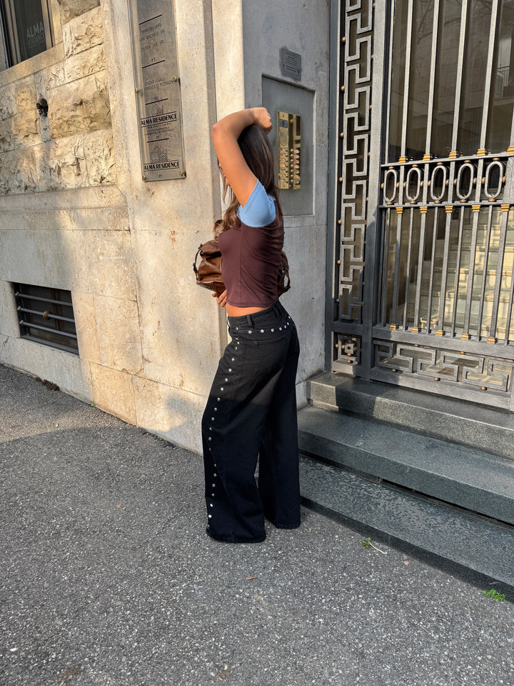 Gyda studs løse jeans - Sort