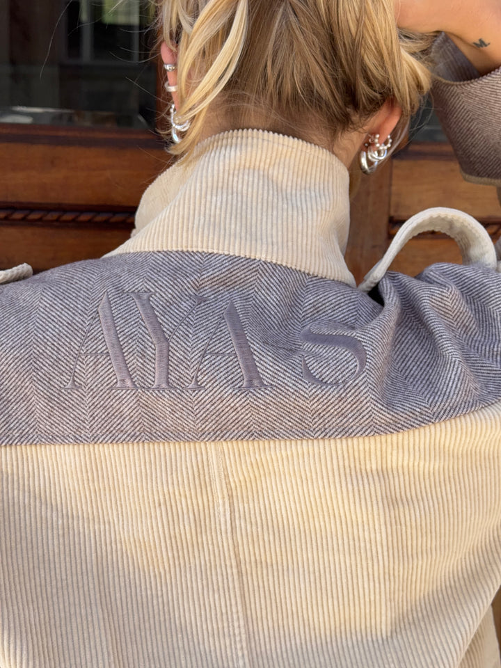 Isla fløjls high neck jakke - Beige/brun