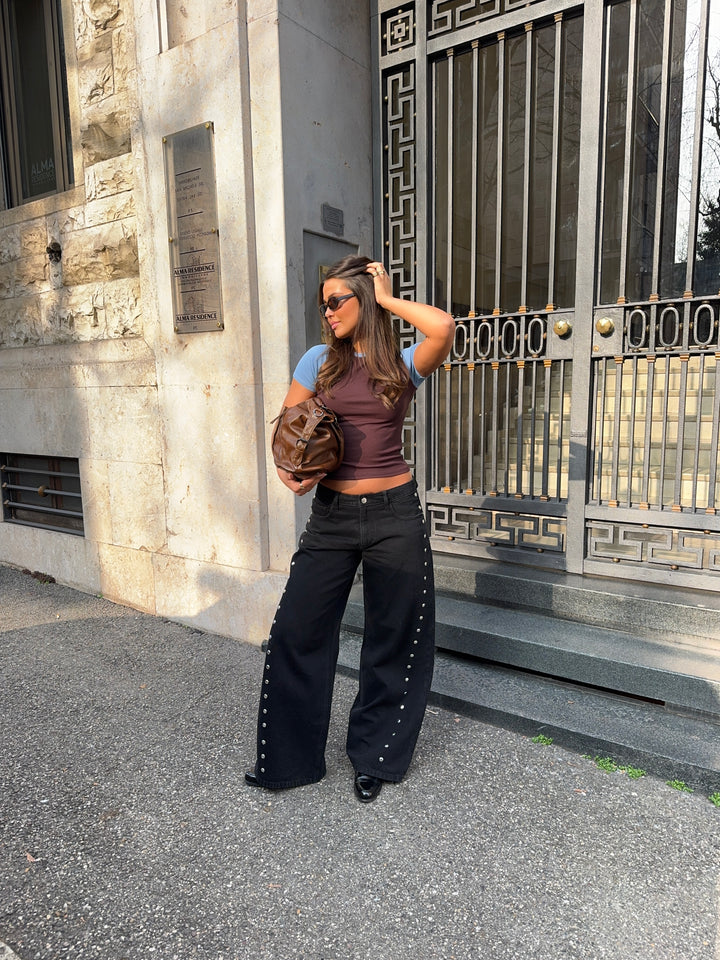Gyda studs løse jeans - Sort