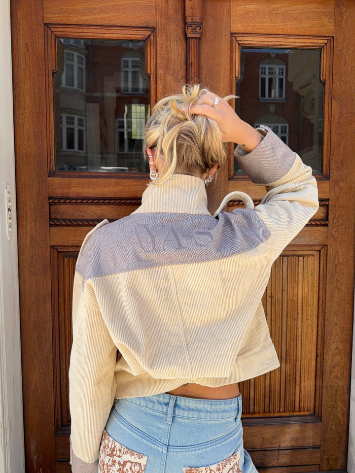 Isla fløjls high neck jakke - Beige/brun