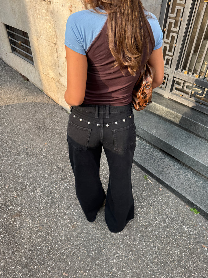 Gyda studs løse jeans - Sort