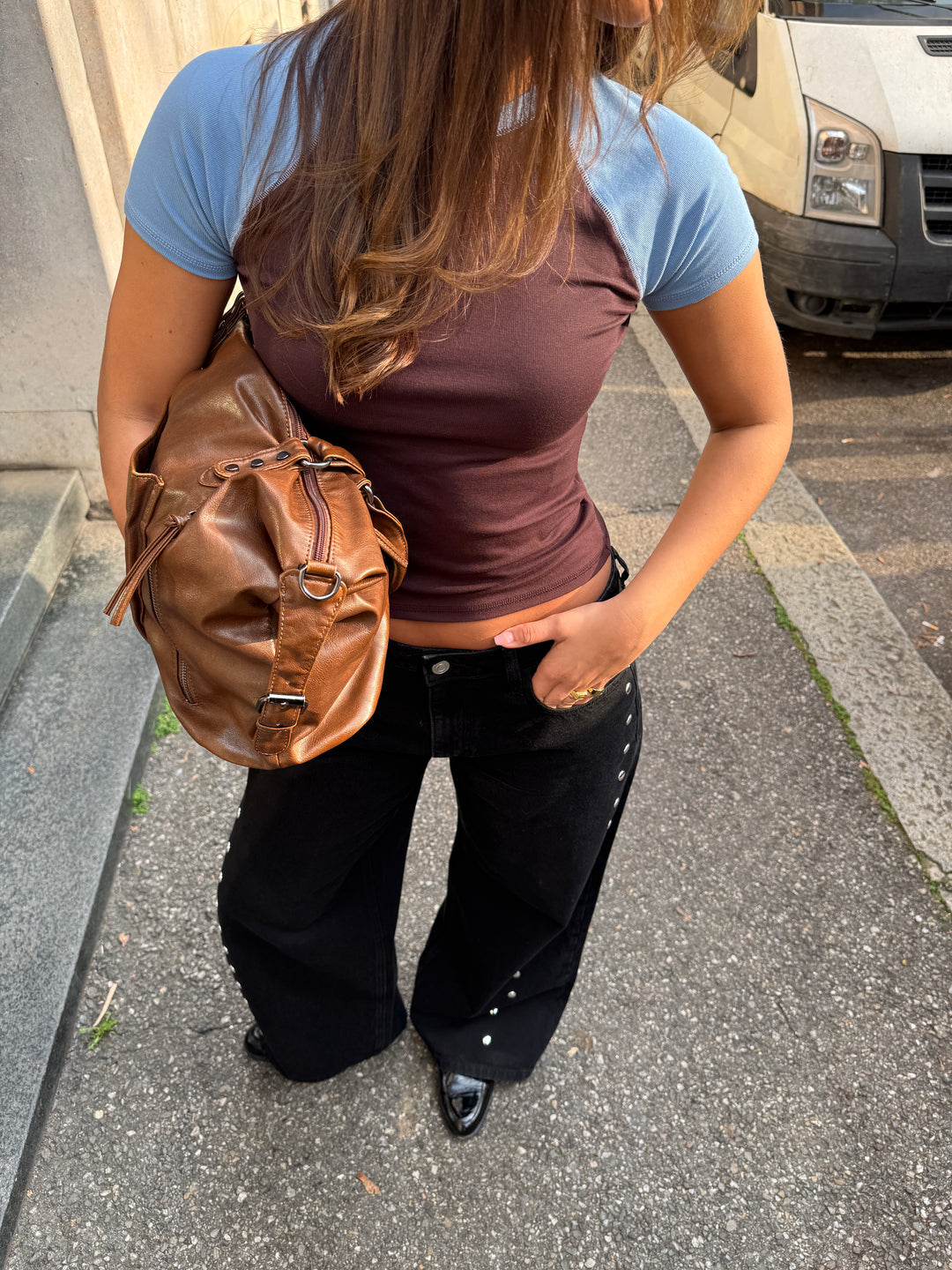 Gyda studs løse jeans - Sort