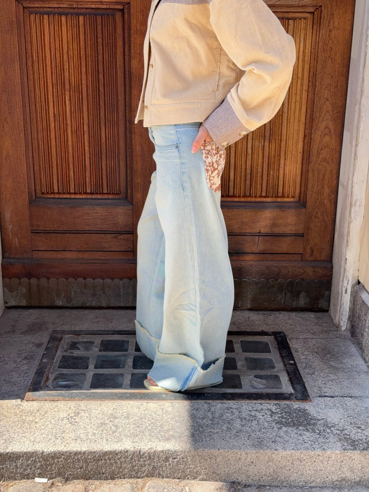 Isla fold up baggy jeans - Lyseblå