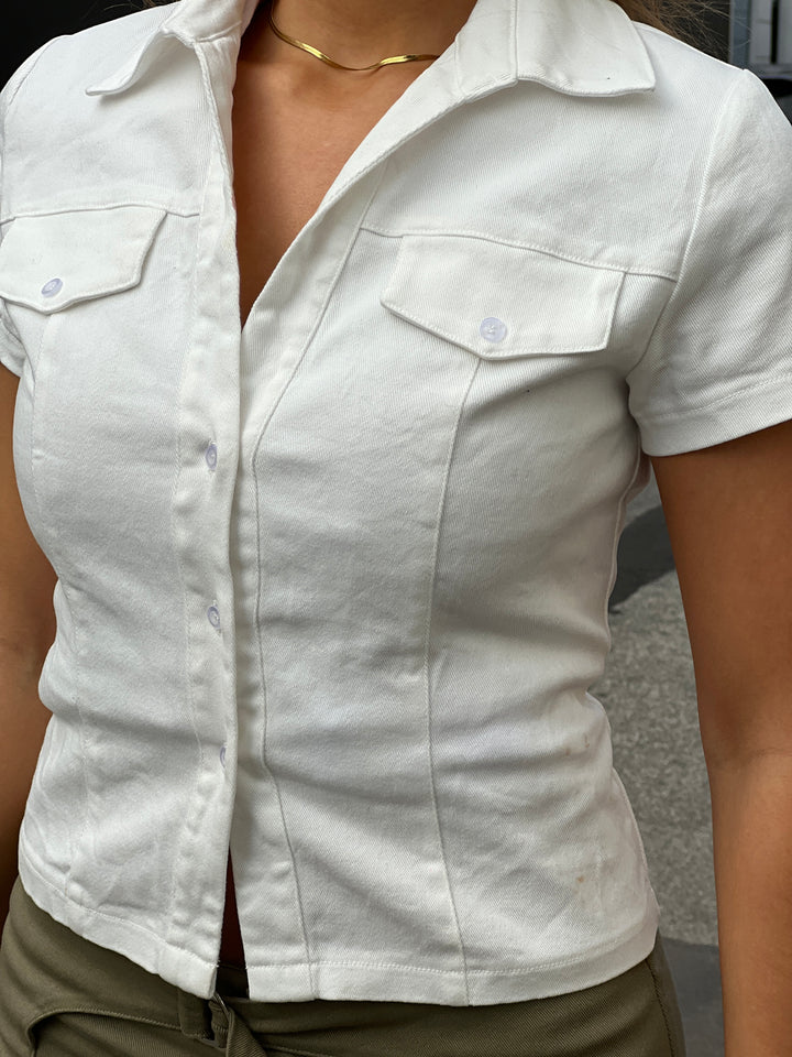 Elara figursyet top - Hvid