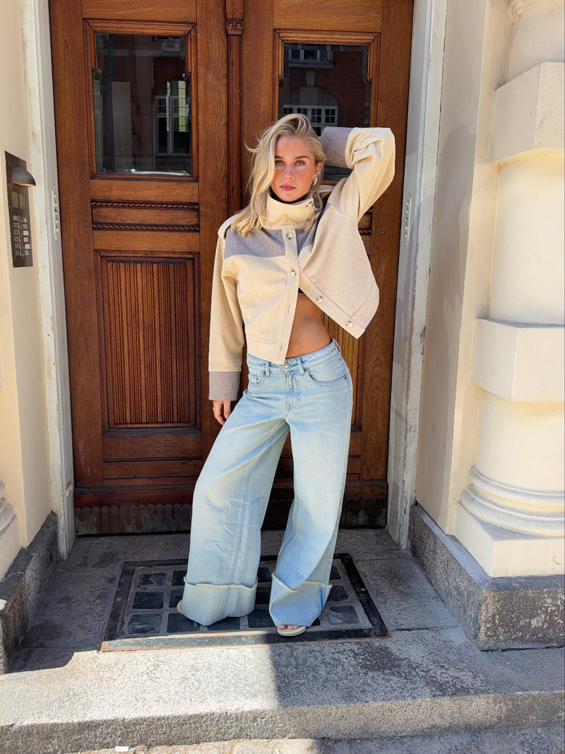 Isla fold up baggy jeans - Lyseblå
