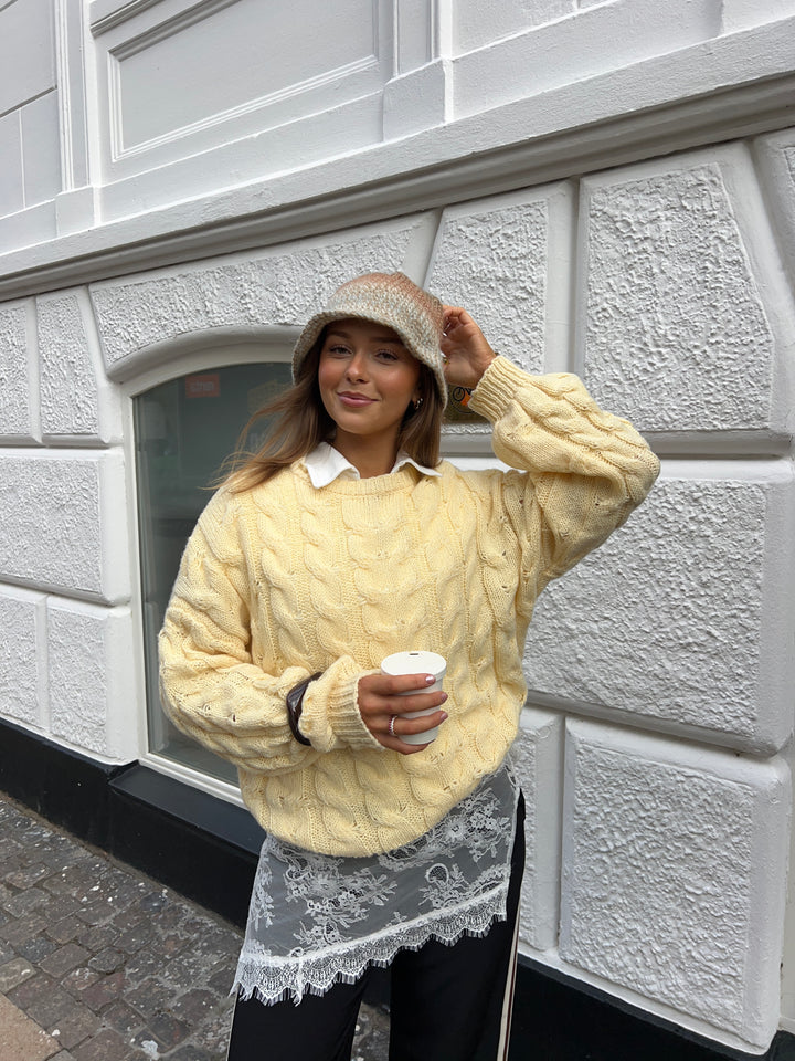 Anora chunky striktrøje - Lysegul