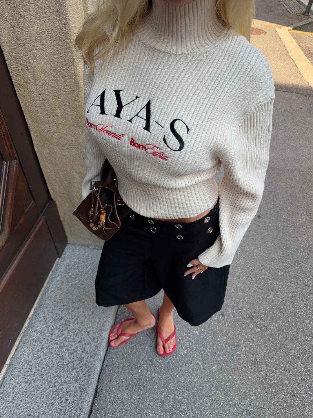Alva logo rib strik - Cremehvid
