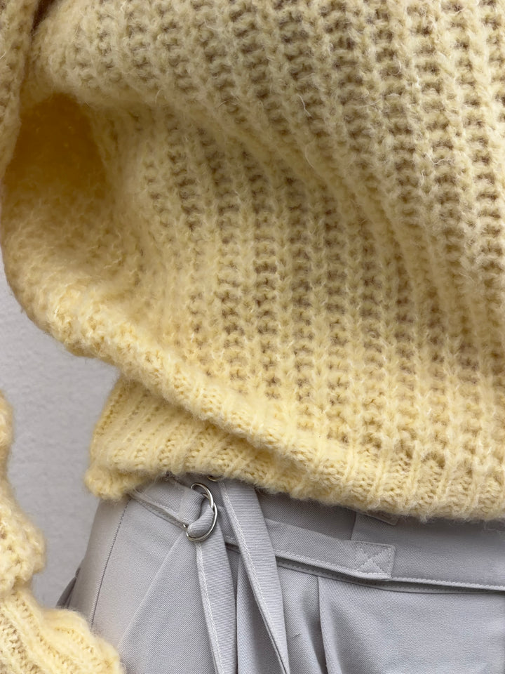Carla chunky high neck striktrøje - Lysegul