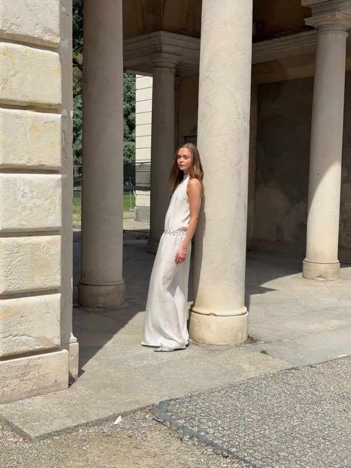 Rigmor high neck maxi kjole - Creme hvid