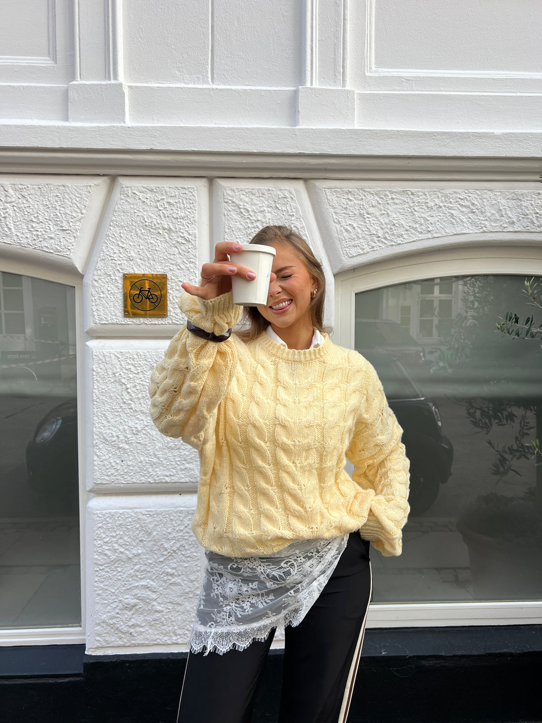 Anora chunky striktrøje - Lysegul