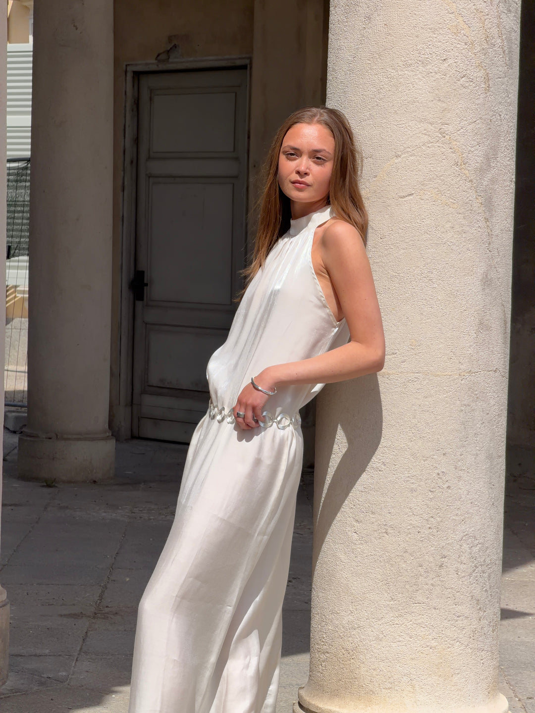 Rigmor high neck maxi kjole - Creme hvid
