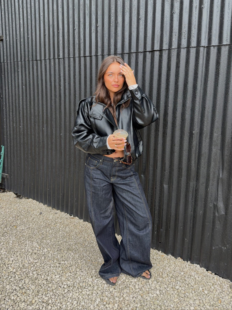 Estrid baggy denim jeans - Mørkeblå