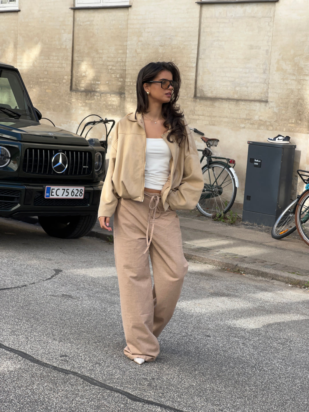 Arlinda ruskind bomber jakke - Beige