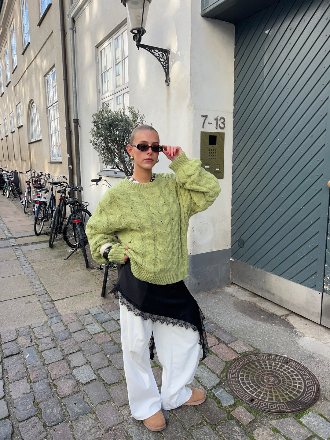 Anora chunky striktrøje - Limegrøn