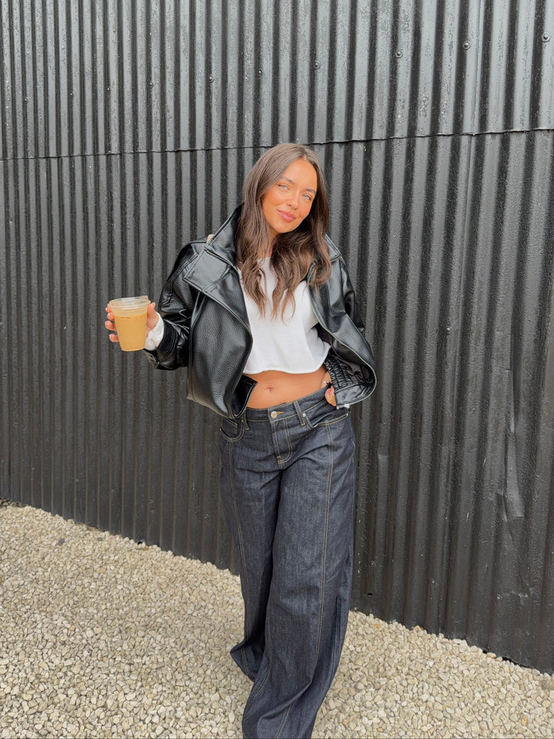 Estrid baggy denim jeans - Mørkeblå