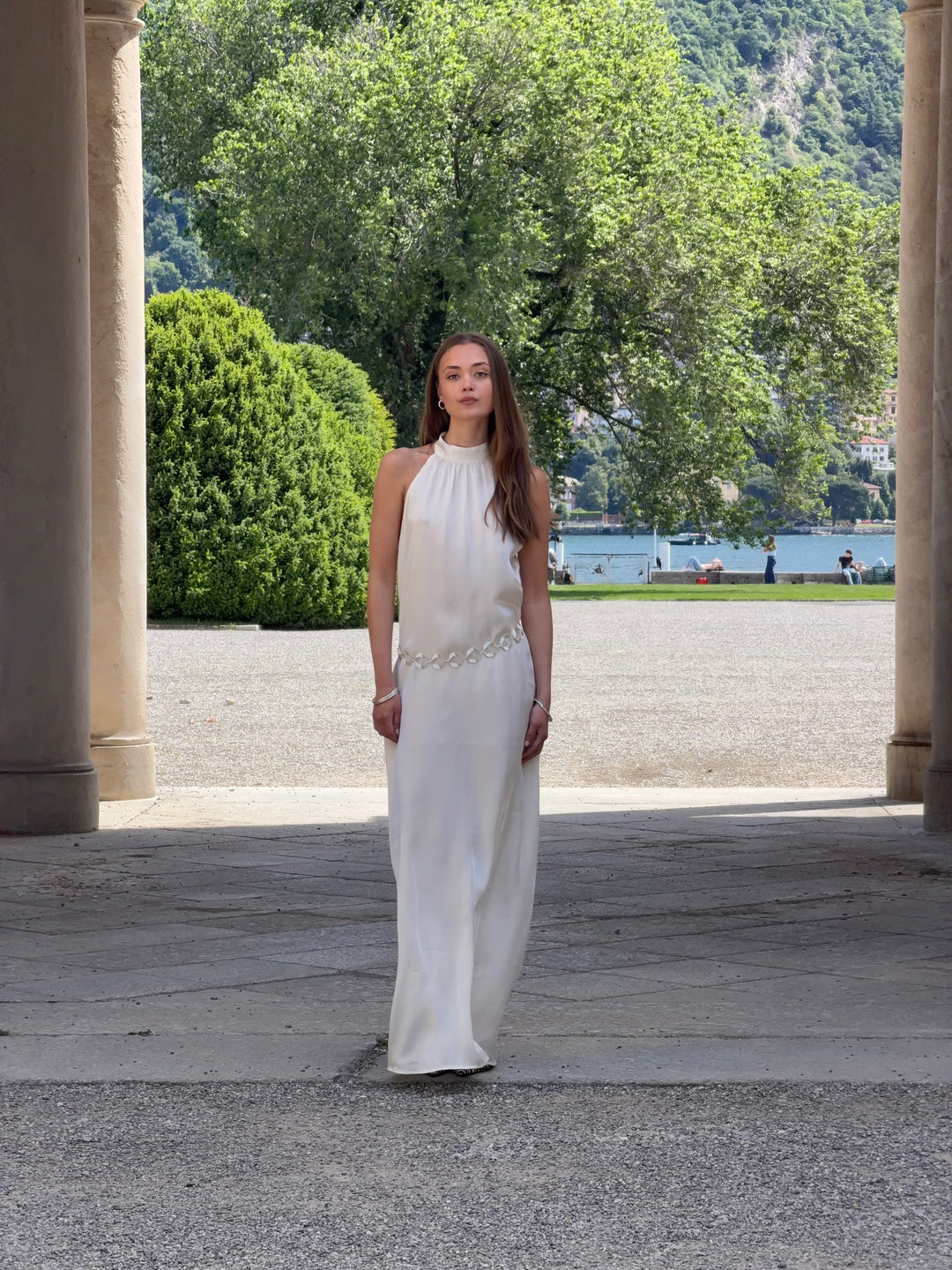 Rigmor high neck maxi kjole - Creme hvid