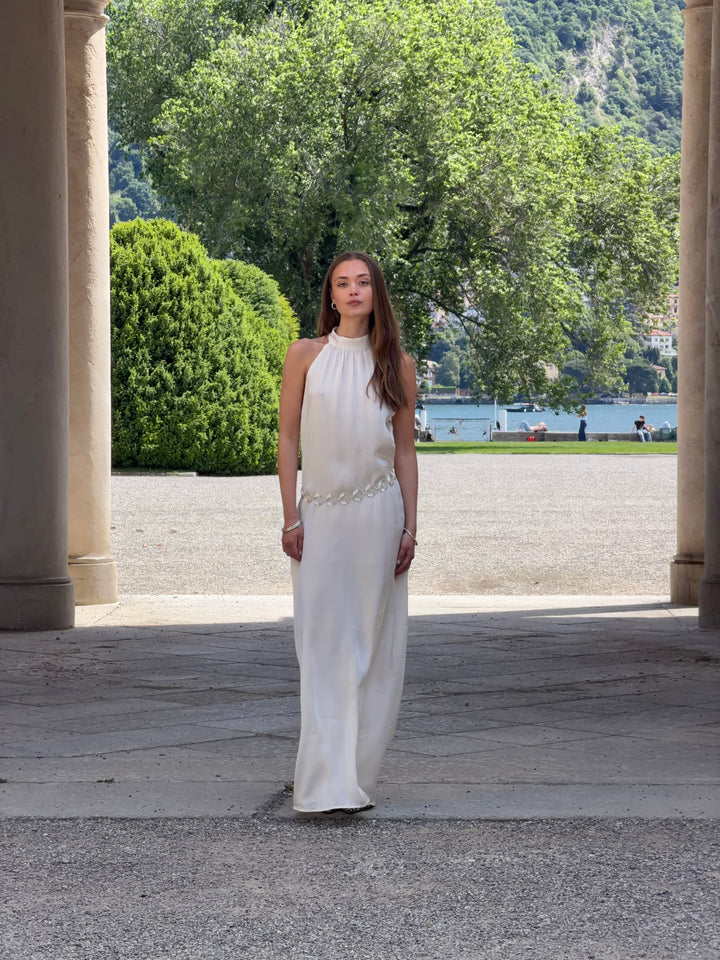 Rigmor high neck maxi kjole - Creme hvid