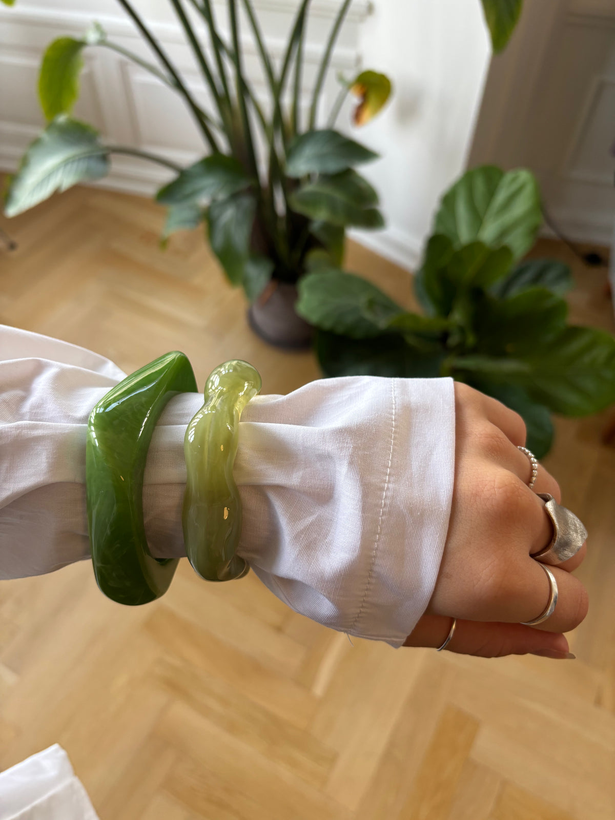 Ina Bølget Armbånd Limegrøn