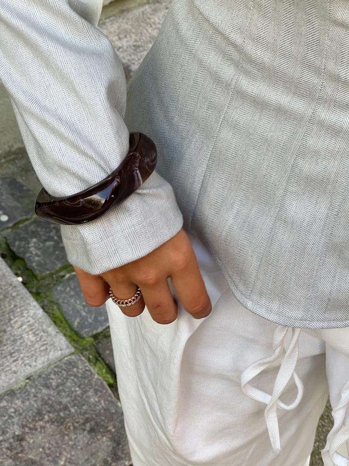 Alessia figursyet stribet skjorte - Beige