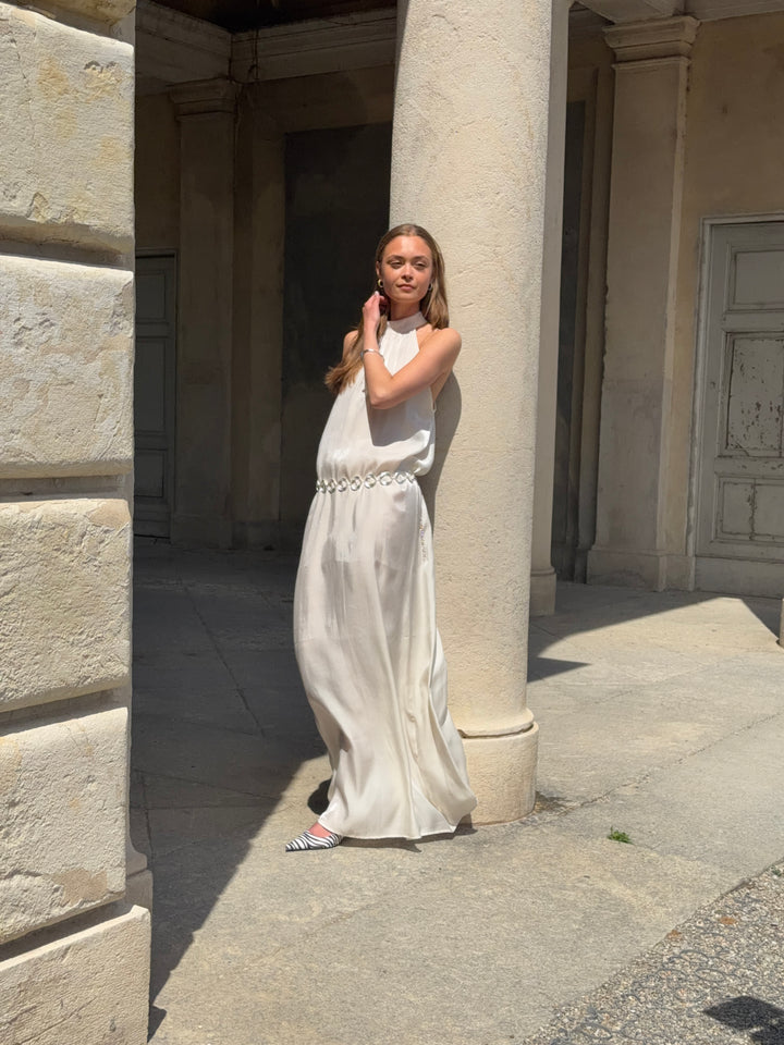 Rigmor high neck maxi kjole - Creme hvid