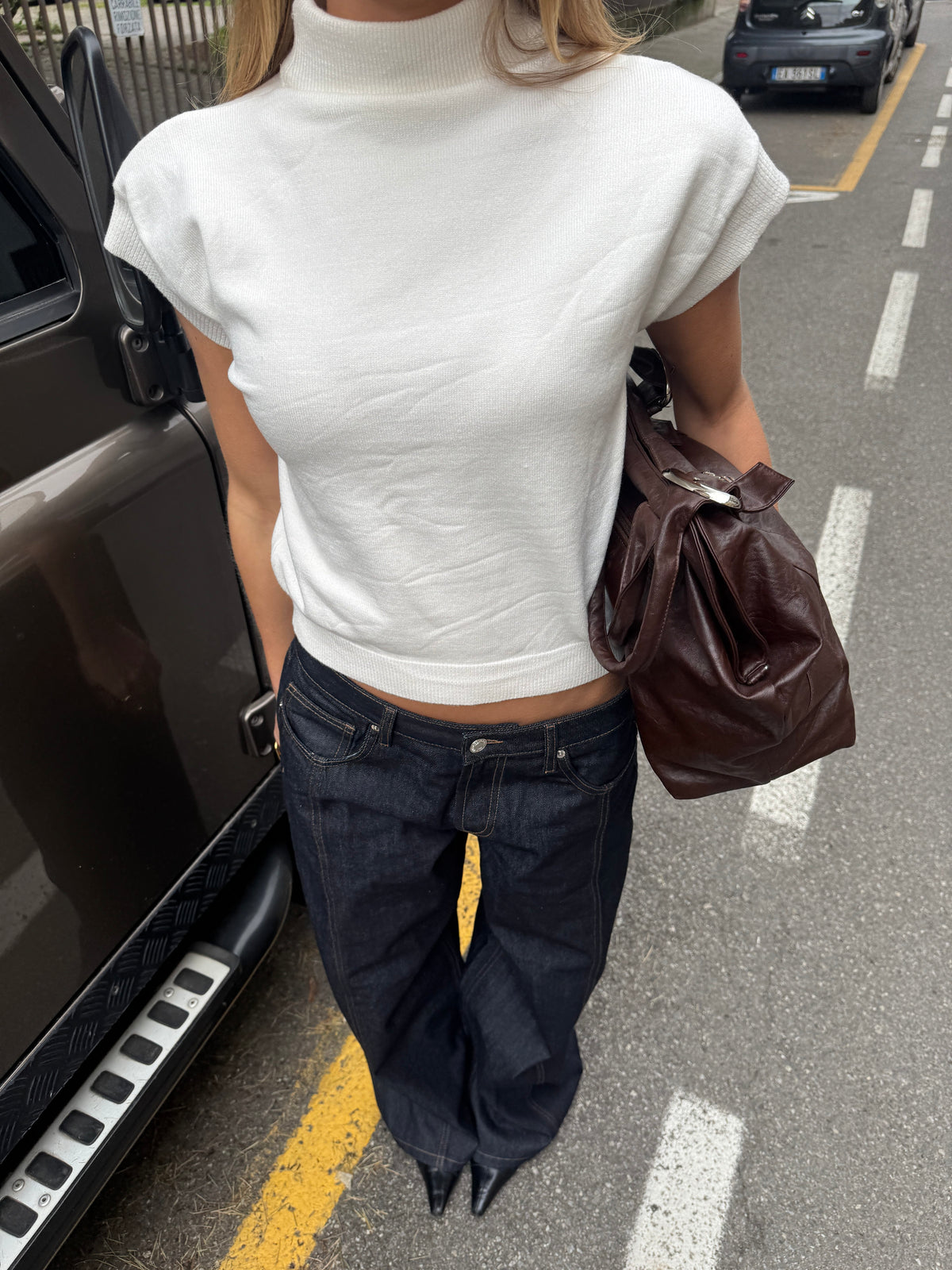 Iris High Neck Top Beige