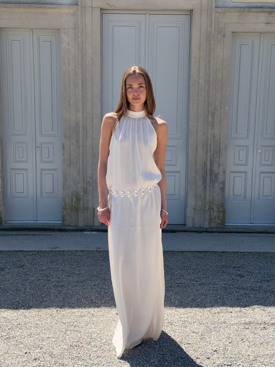 Rigmor high neck maxi kjole - Creme hvid