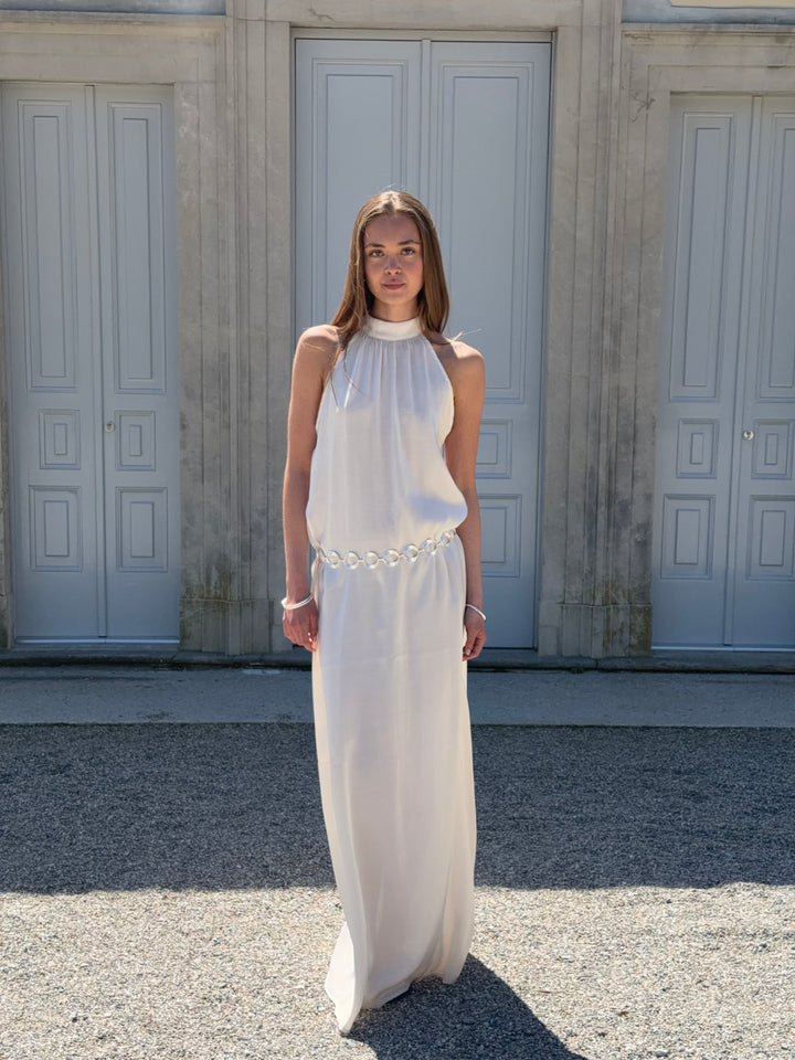 Rigmor high neck maxi kjole - Creme hvid