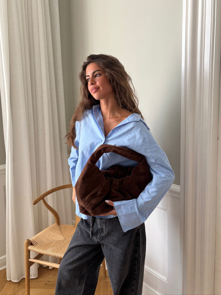 Lea ruskind taske - Mørkebrun