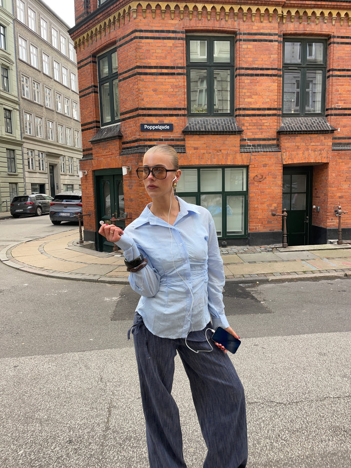 Chloe smock skjorte - Blå/Hvid