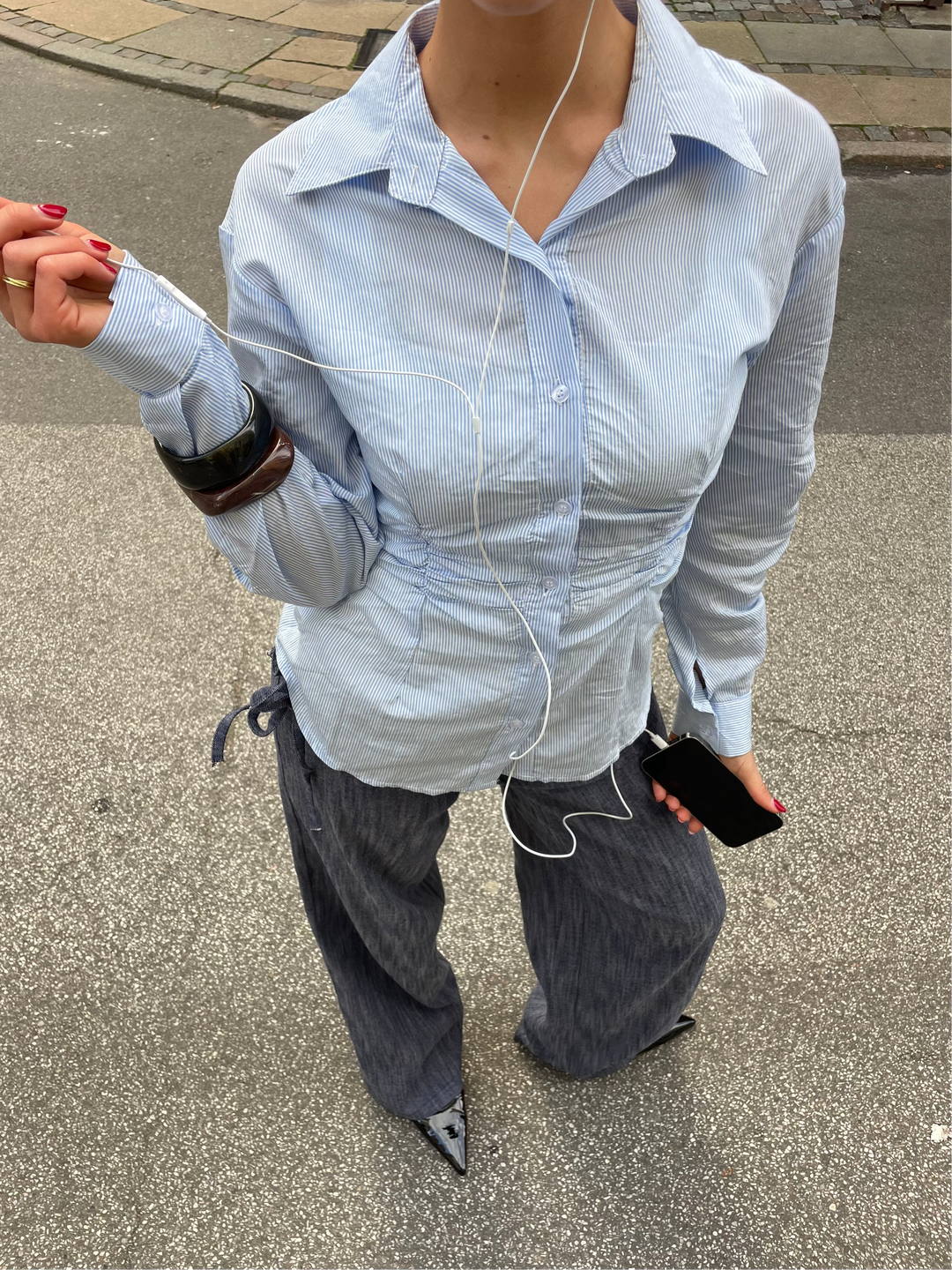 Chloe smock skjorte - Blå/Hvid