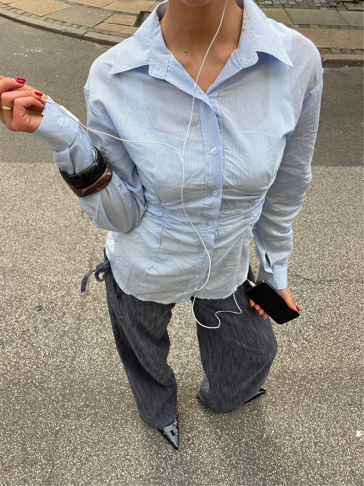 Chloe smock skjorte - Blå/Hvid