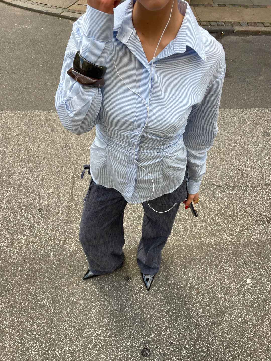 Liana bindedetalje denim jeans - Medium blå