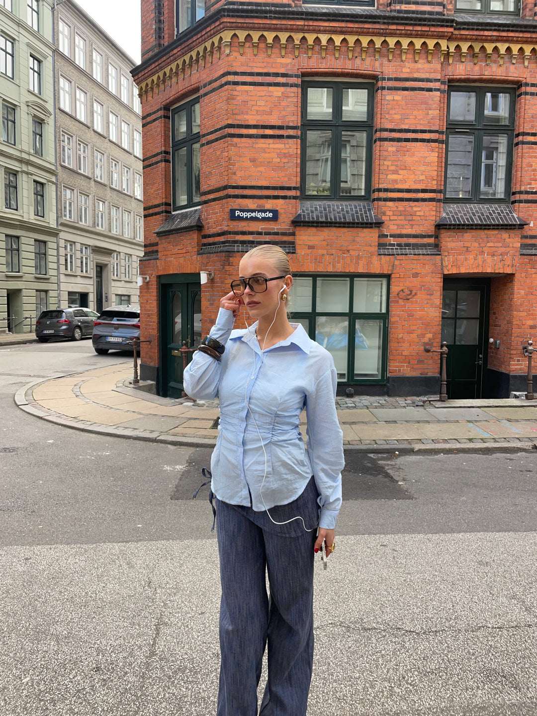 Chloe smock skjorte - Blå/Hvid