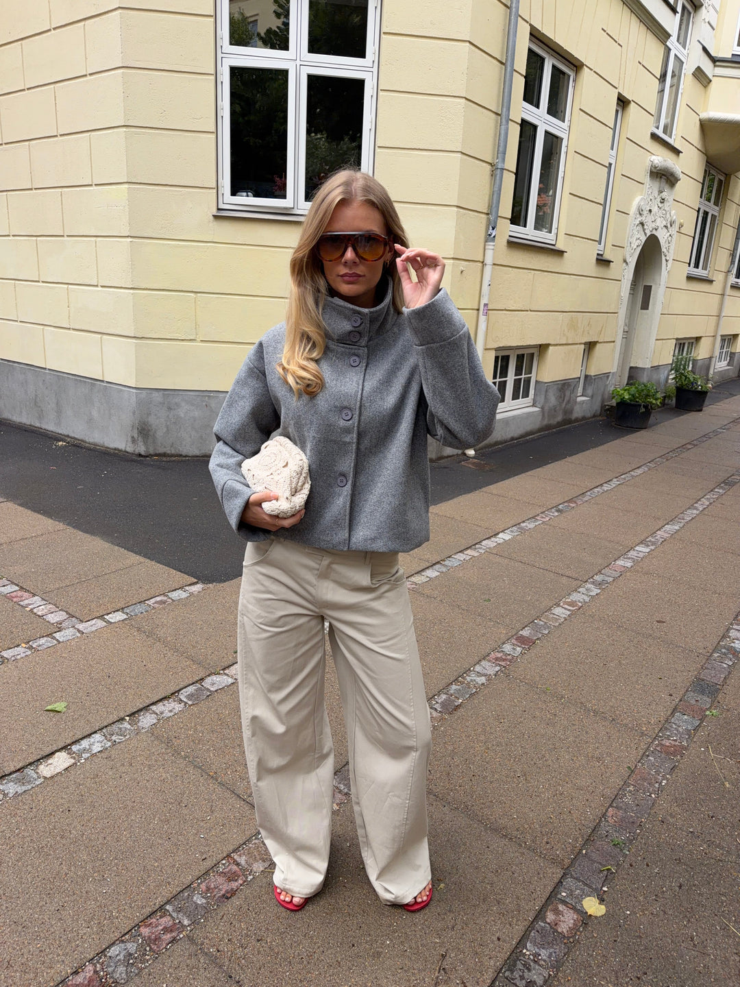Clea high neck jakke - Grå