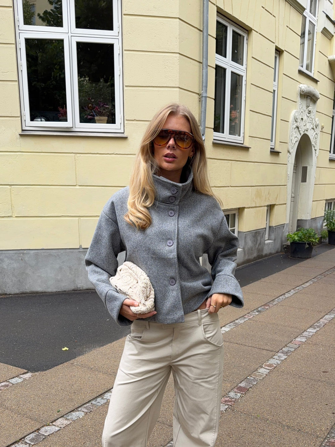 Clea high neck jakke - Grå