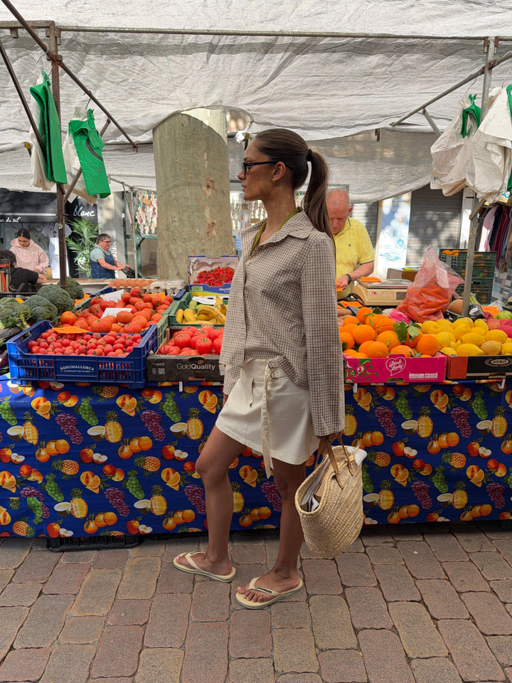 Lola ternet skjorte - Beige/Brun