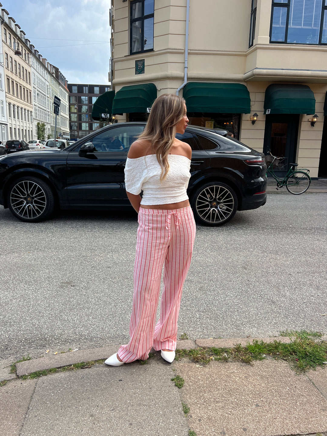 Liora stripet hørbukser - Lyserød/Pink