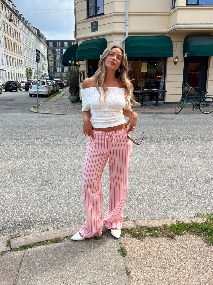 Liora stripet hørbukser - Lyserød/Pink